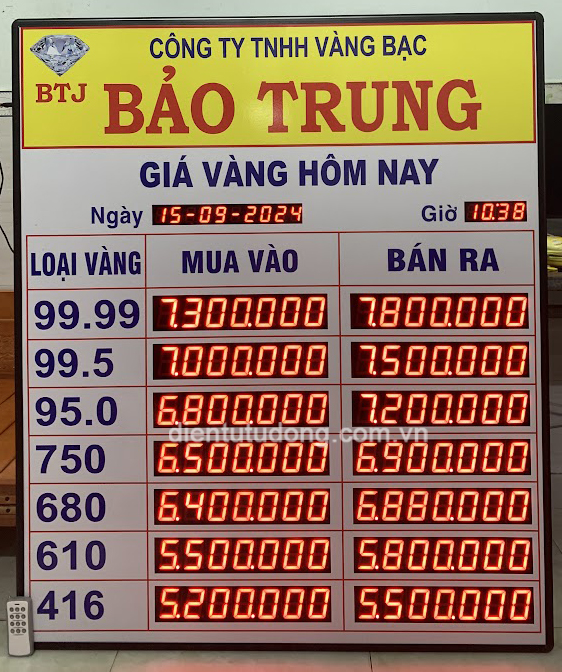 Bảng giá vàng điện tử Bảng giá vàng điện tử